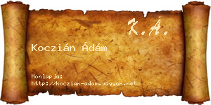 Koczián Ádám névjegykártya